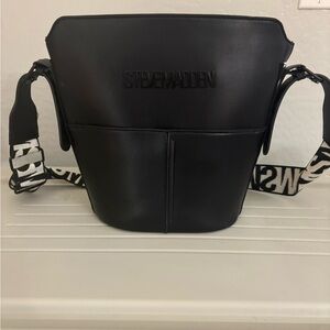 Steve Madden Black Messenger Bag with Logo Strap